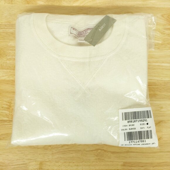 NWT Wallace & Barnes by J Crew 100% Merino Wool Sweatshirt in Ivory White - Picture 2 of 2